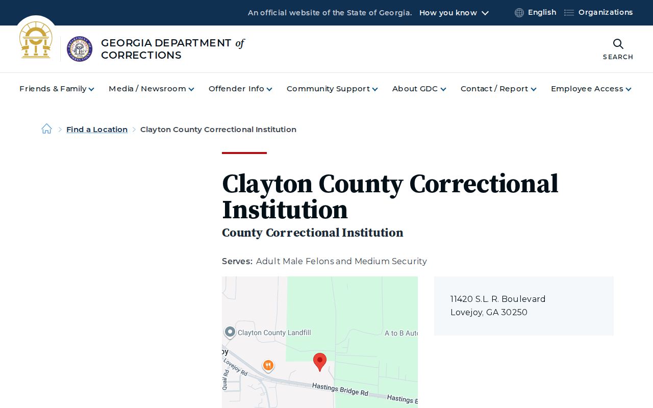 Clayton County Correctional Institution state offender release profile
