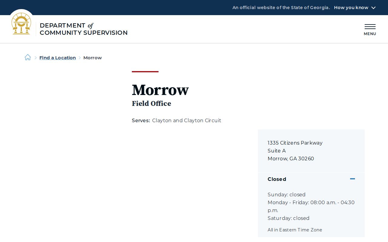 Clayton County parole and probation DCS Morrow field office