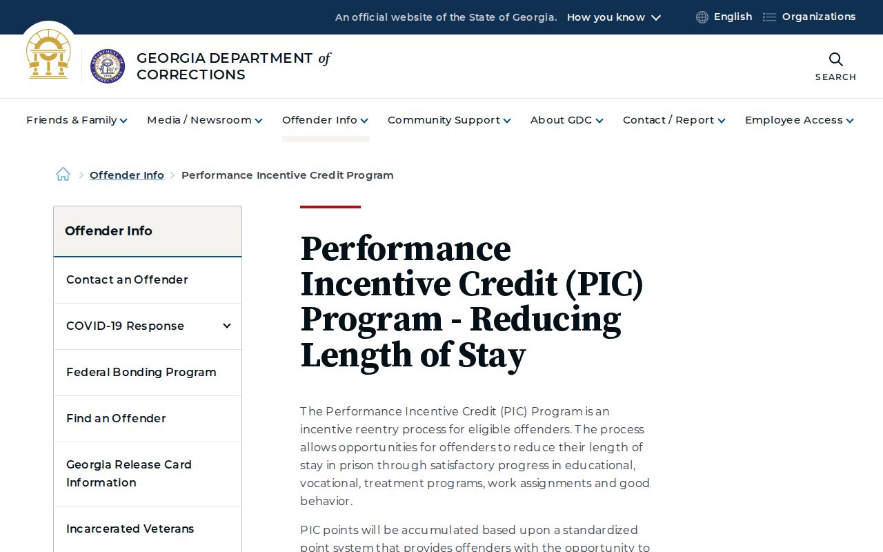 Clayton County projected release date and GDC Performance Incentive Credit rules
