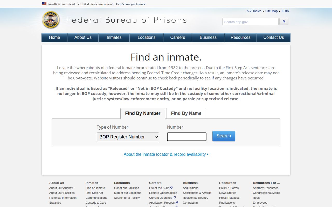 Robert A. Deyton federal inmate release search in BOP locator